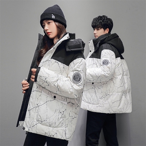 现货连帽短款裂变色时尚宽松韩版情侣学生羽绒服图片