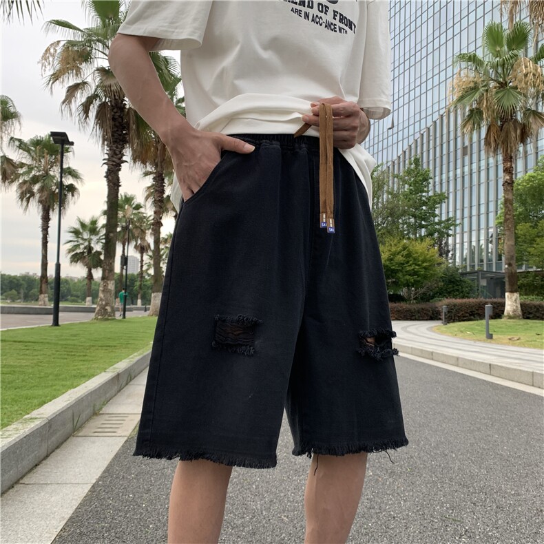 高品质夏款男牛仔短裤破洞渐变色裤贴标流苏宽松五分裤D0912P33,男装牛仔裤,星座1013-1
