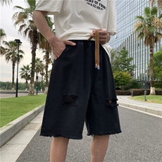高品质夏款男牛仔短裤破洞渐变色裤贴标流苏宽松五分裤D0912P33，男装牛仔裤，星座1013-1