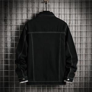 JK926-p70  M-5XL网格ins牛仔夹克绣花破洞大码男日系CITYBOY图片