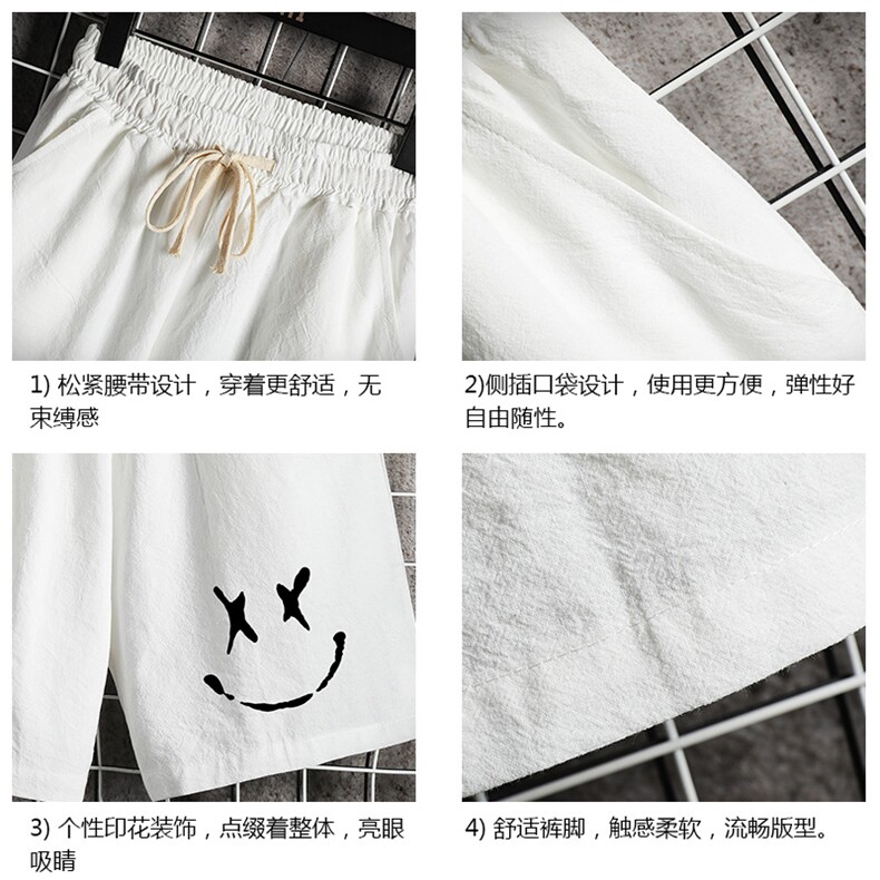YD33190-P25亚麻短裤男大码棉麻五分裤男中裤沙滩裤网格挂拍,男装休闲裤,电商A040A