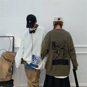 秋冬chic网红动漫情侣毛衣上衣针织衫保暖时尚毛衣T015-P65图片