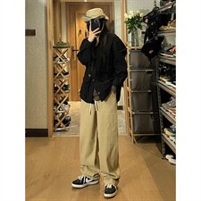 秋季日系贴布工装休闲裤女模XZ604-KG39-P55控68，男装工装外套，星座604