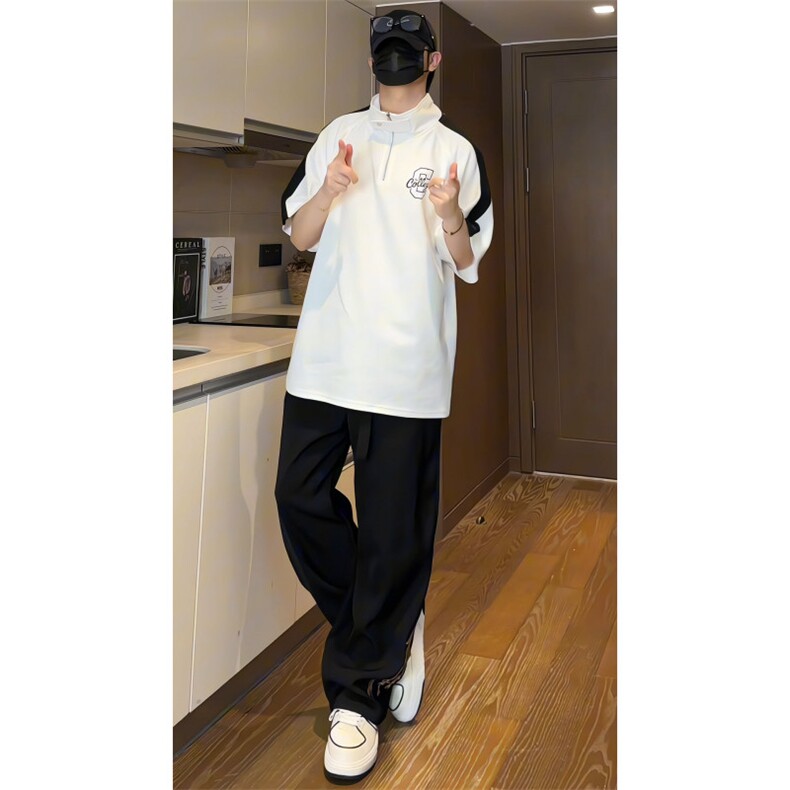 xp2413特P35控78抖音品质夏季美式冰感拉链POLO衫男潮流宽松短袖,男装Polo衫,电商B370