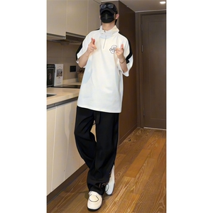 xp2413特P35控78 抖音品质夏季美式冰感拉链POLO衫男潮流宽松短袖图片