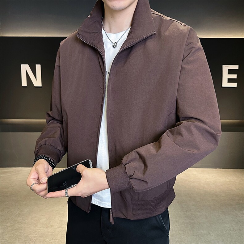 25081-M-3XL-P128店主风秋季新款纯色高品质立领简约百搭夹克男,男装夹克,电商B255
