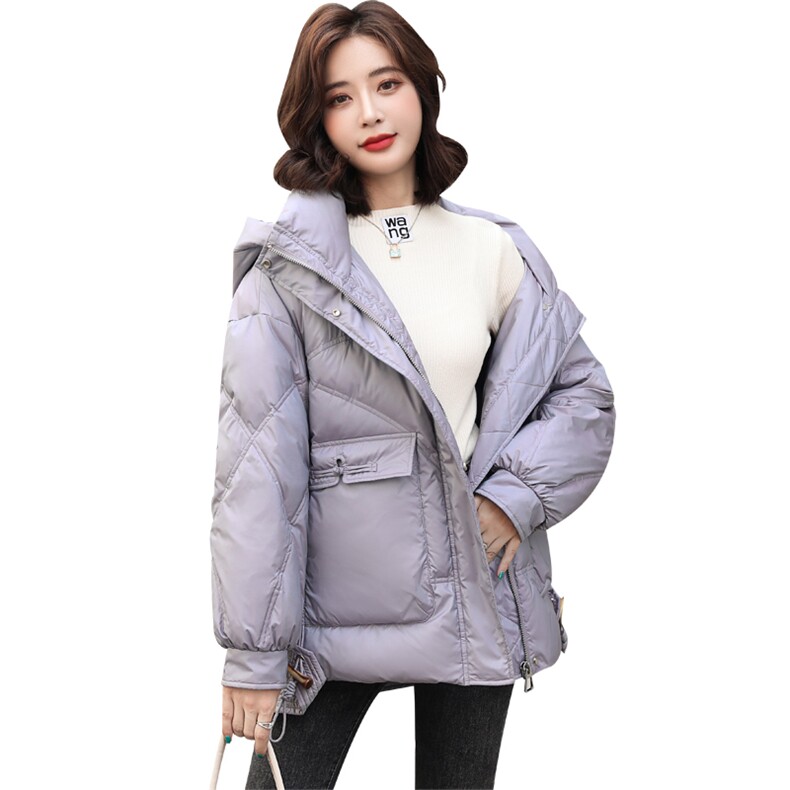 羽绒服女2021冬季时尚盘扣设计感小众短款大码宽松,女装羽绒服,笃写