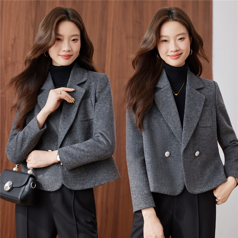 2025秋装新款气质小个子羊毛西装小外套上衣女,女装短外套,时尚风爆