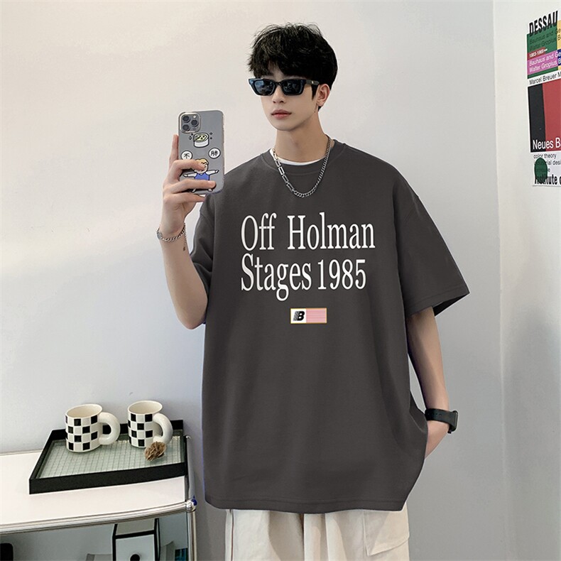 量大优可提供视频2024夏新美式短袖T恤HD019-1-T24215-P18,男装T恤,电商019-1