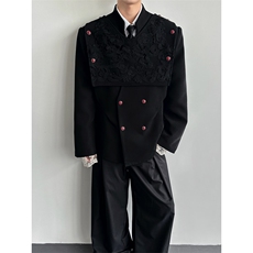 26春夏男士宫廷复古刺绣宝石纽扣蕾丝拼接礼服西装xz192-p178，男装西服套装，电商B288