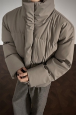 支持二开立领PU皮棉服男短款棉衣外套宽松面包服M810-P75，男装棉衣，电商A441