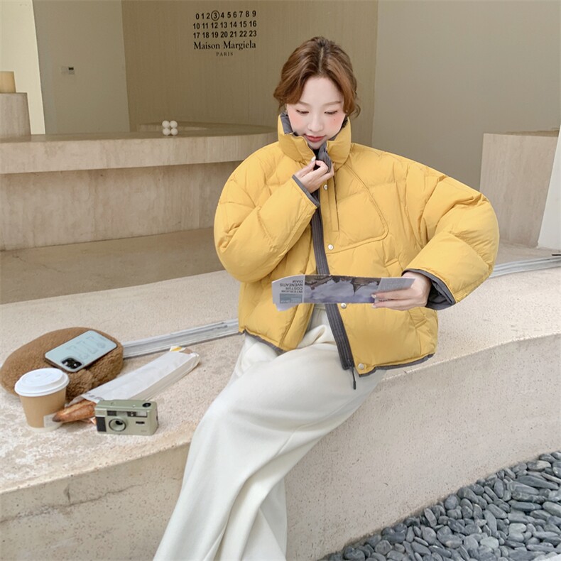 都是现货！2C056-7092-P275控418（撞色拼接银杏黄90绒羽绒服）,女装羽绒服,2C056