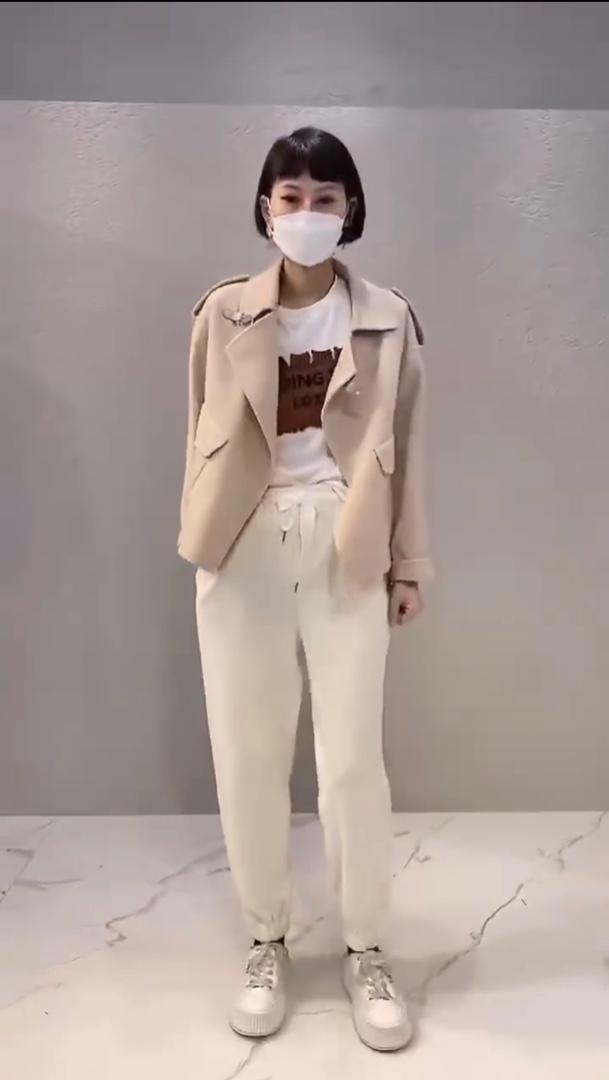2022新款洋气扣扣设计羊毛双面呢大衣,女装其它,L·H·X