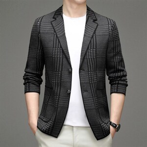BW21059钱塘2020-2秋季新款时尚潮流男士西服格纹修身男外套P263图片