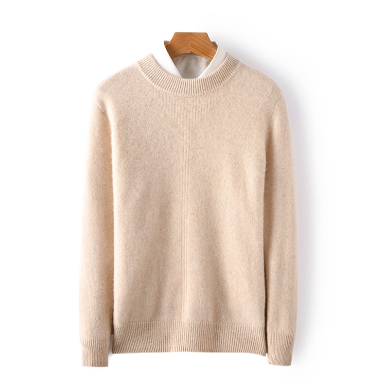 男士圆领长袖毛衣修身针织衫男装时尚百搭羊毛上衣，男装羊毛衫，琳华羊绒