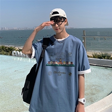 1港风印花情侣日系风潮大码M-5XL短袖T恤男DT7652P25控38，男装T恤，星座226-2