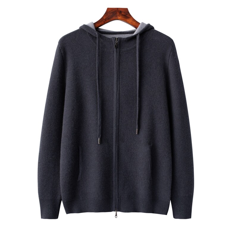 2025年秋季新款百搭抽绳连帽羊绒衫，男装羊绒套衫，台绒羊绒