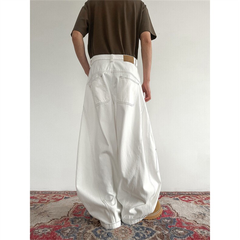903-AK050-特P55【S-3XL】工装白色弯刀裤3,男装牛仔裤,星座903