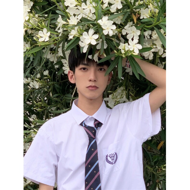 dk制服男纯棉白衬衫男短袖夏季宽松休闲大码半袖jk衬衣CS77-P48图片