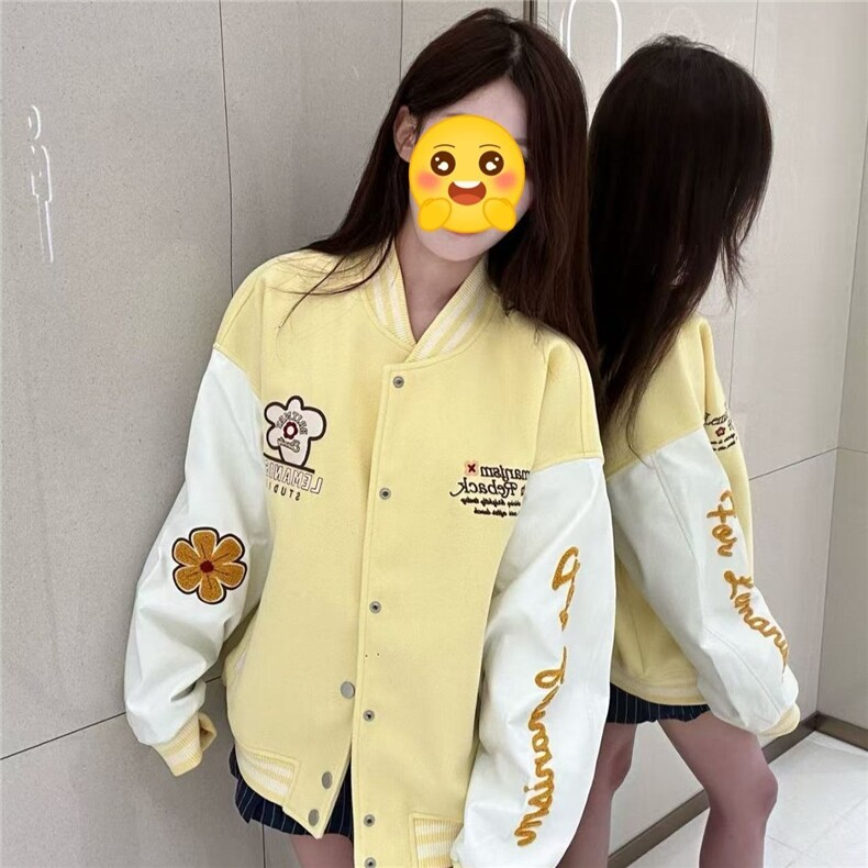 春秋时尚高街美式印花棒球服撞色拼接学生宽松显瘦休闲夹克女外套,男装夹克,星座1210-1
