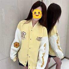 春秋时尚高街美式印花棒球服撞色拼接学生宽松显瘦休闲夹克女外套，男装夹克，星座1210-1