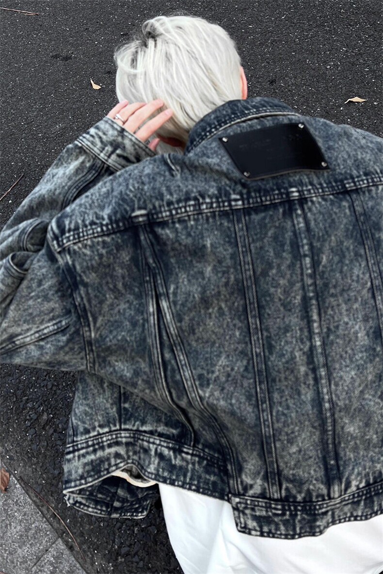 美式复古重工拼接短款牛仔外套机车服夹克衫JK8863特P88,男装工装外套,星座908-1