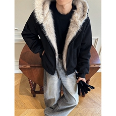 517A-8-Y91-P100猫耳朵座山雕连帽毛领棉服棉衣外套（非揭阳货），男装棉衣，星座517A-8（原B282）