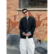 现货假两件针织衫开衫衬衫领拼接毛衣外套W6180-特P75，男装针织衫/毛衣，星座1212