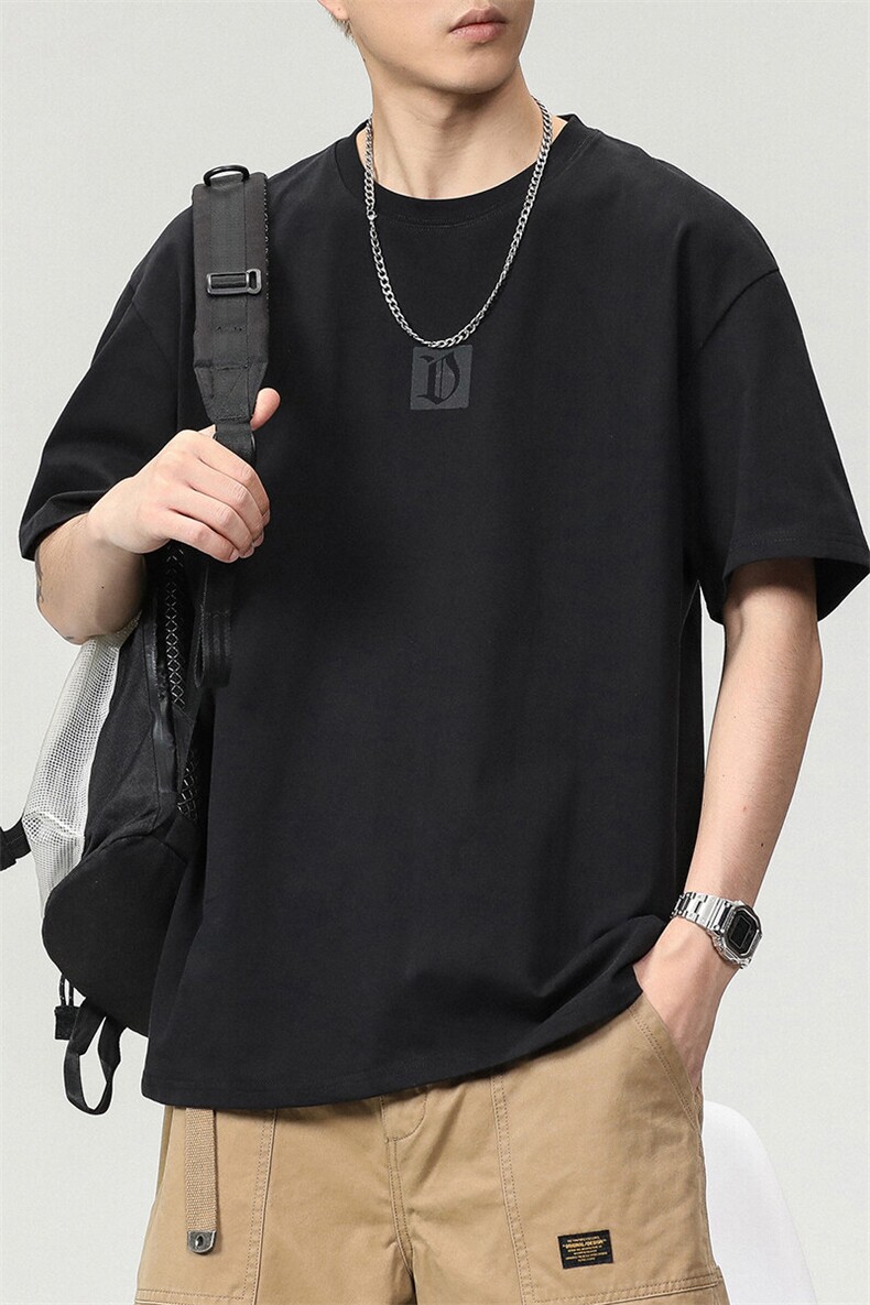 宽松微落肩款短袖前幅绒面发泡立体印花T恤A329-T8015-P48,男装T恤,电商A329