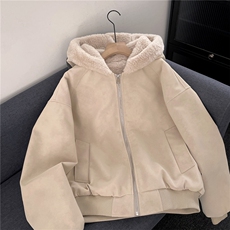 座山雕连帽棉服男加绒加厚皮衣棉衣美式潮牌情侣外套M0318-P110，男装皮衣，星座308B-2