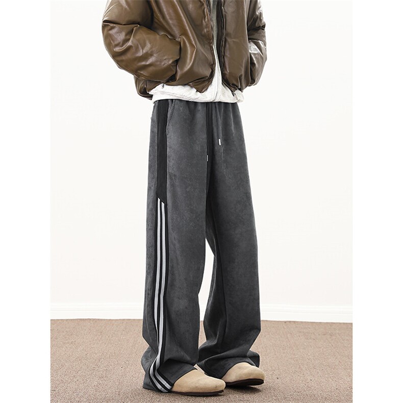 港风麂皮绒休闲裤直筒裤哈伦裤长裤A014-DY25218-P60控88，男装休闲裤，电商A014