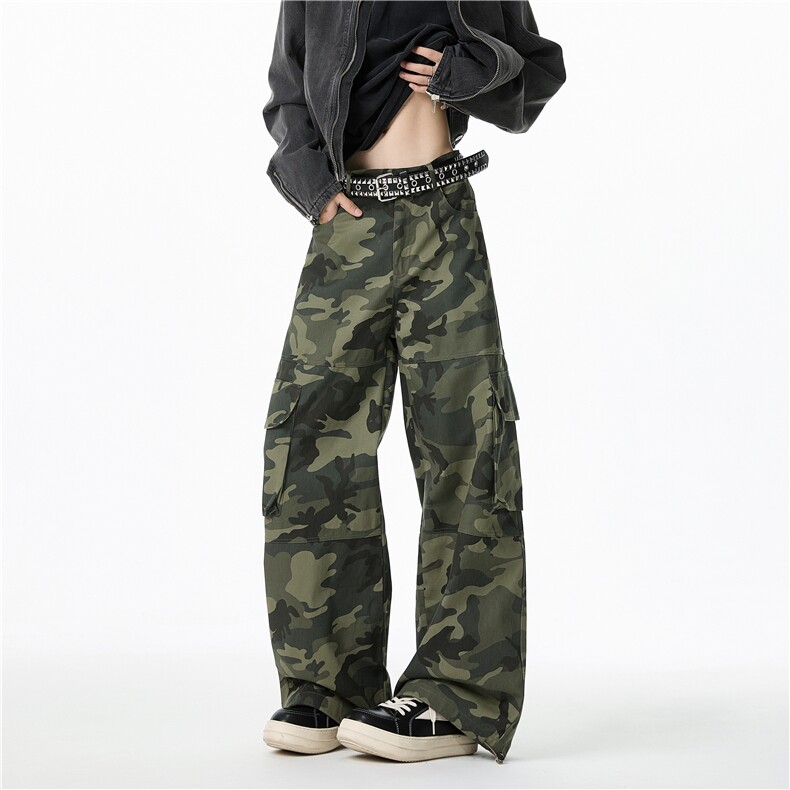 GENIOLAMODE美式迷彩工装裤子男士2025秋季新款宽松直筒休闲阔腿，男装休闲裤，电商B313