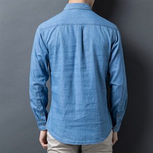 H5625钱塘2020-1秋冬精品男士牛仔百分百纯棉衬衣舒适P55图片