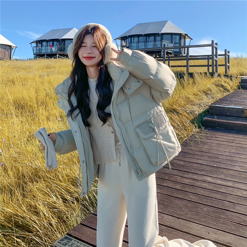 冬季上新！2025重工刺绣大口袋连帽羽绒服外套8009-P295-K438,女装羽绒服,浙宝115