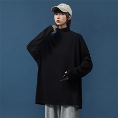 港风纯色长袖T恤基础半高领内搭大码情侣T200-P30控38JRP40，男装T恤，电商A268
