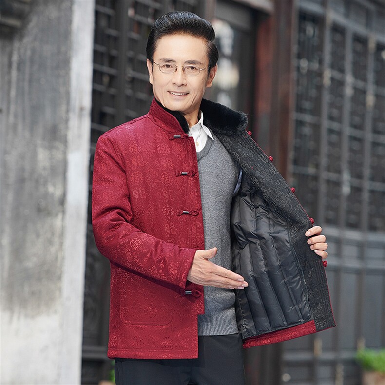 风唐装中老年可脱卸内胆休闲长袖爸爸装白鸭羽绒服TF028-235,男装羽绒服,星座1105-3