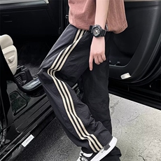 条纹裤子男款夏季美式速干工装裤三条杠直筒运动休闲裤A6100-P40，男装休闲裤，星座1008