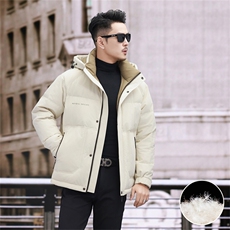 新款新标90绒中年羽绒服外套男士秋冬季连帽时尚休闲羽绒服大衣，男装羽绒服，钱塘723