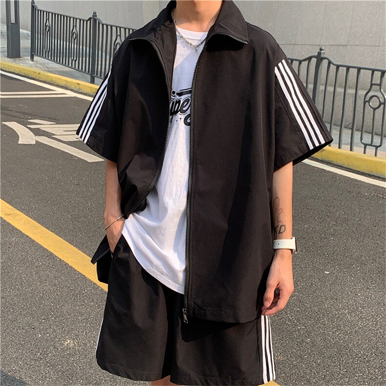 运动休闲套装两件套男夏季韩版ins宽松短袖外套短裤学生TZ001-P45,男装休闲套装,星座1008