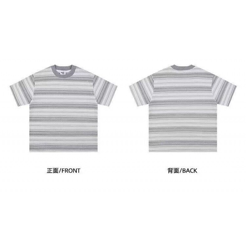 Nobodyknows夏季复古330克重磅条纹圆领短袖简约廓形宽松T恤日系,男装T恤,四季星座505