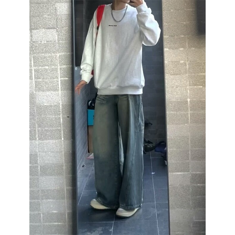 【网图】B221美式ins高街重工艺宽松微喇牛仔裤LK24391-特P52控88图片