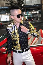 2021春秋衬衫社会男长袖上衣印花男装韩版修身四季潮流衬衣Q862-P55，男装衬衫，星座419（原A233）