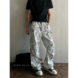 1506A/GM22180/P59多口袋美式休闲裤男直筒微喇工装裤子图片
