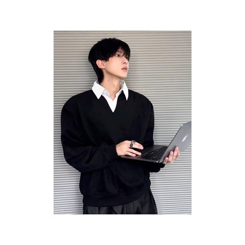 1506/QA520/P50美式假两件叠穿卫衣,男装卫衣,星座1506