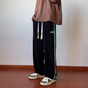 703-K298-P50 高品坑条雪尼尔拼织带 休闲长裤可束脚M-5XL图片