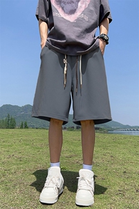 纯色直播抖音得物品质运动男菠萝格中裤五分休闲短裤K090P28控48图片