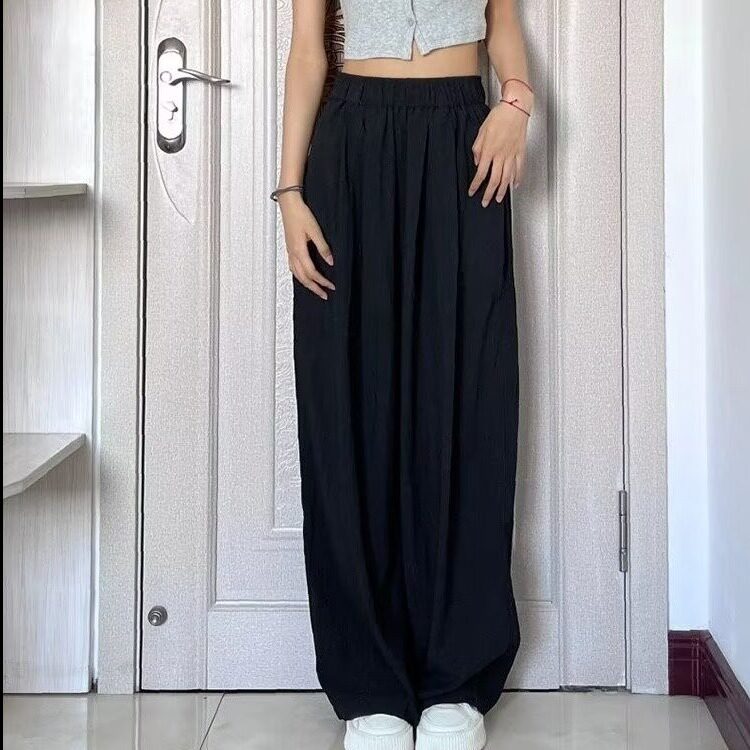 2025夏季日系休闲百搭防晒裤女新款高腰褶皱垂感阔腿裤小个子,男装防晒衣,星座1210-1