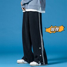2025冬季新款加厚玉米格拼接卫裤棋盘格子休闲裤蓝GK63-P55，男装休闲裤，电商B277A（原A068）