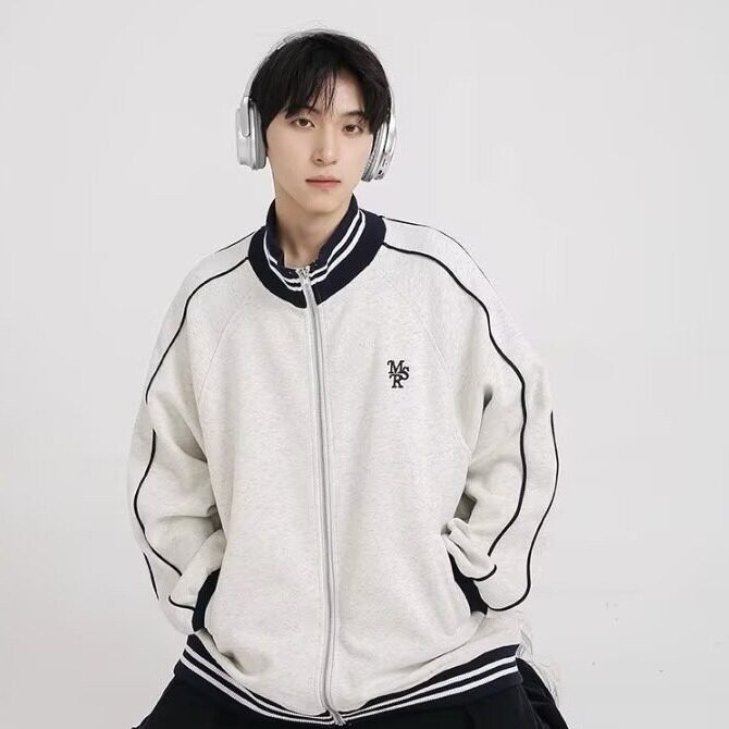 藏蓝色棒球服外套女春秋款美式复古条纹卫衣宽松休闲夹克开衫上衣,男装夹克,星座218-1（原230）