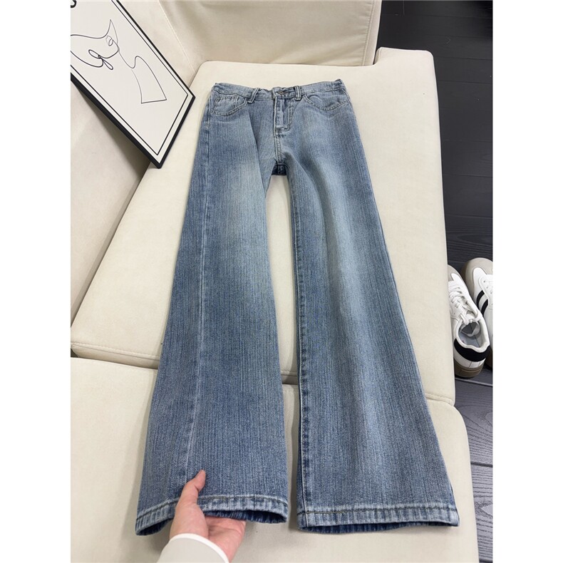 B221美式ins高街暗黑宽松微喇竹节纹牛仔裤LK25586-特P45控78图片